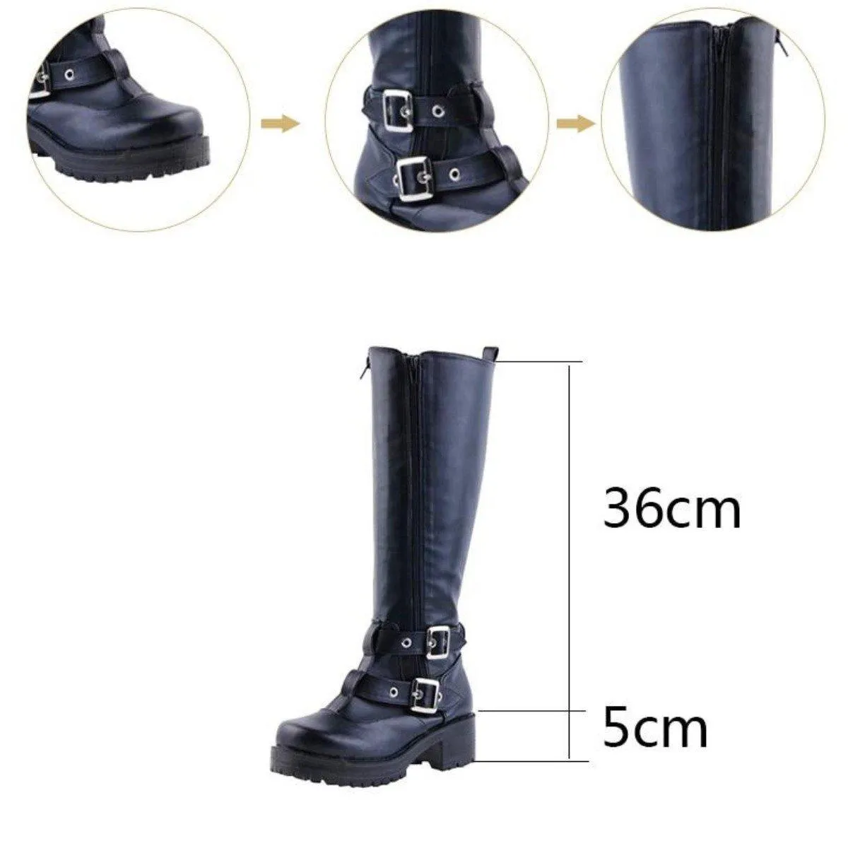 Women's Buckle Straps Riding Boots