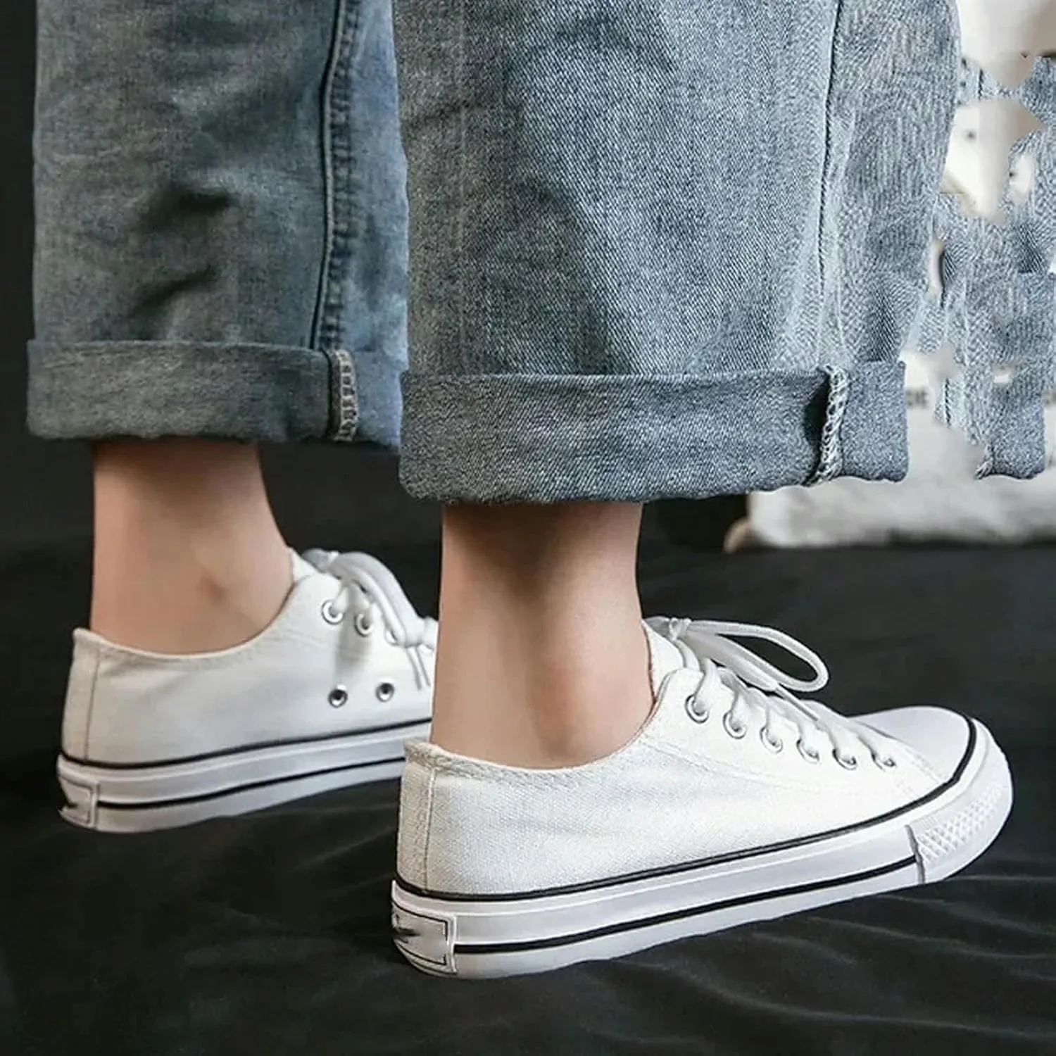 Women's Canvas Shoes Couple Canvas Shoes Men and Women Flat Lace-Up Casual Shoes