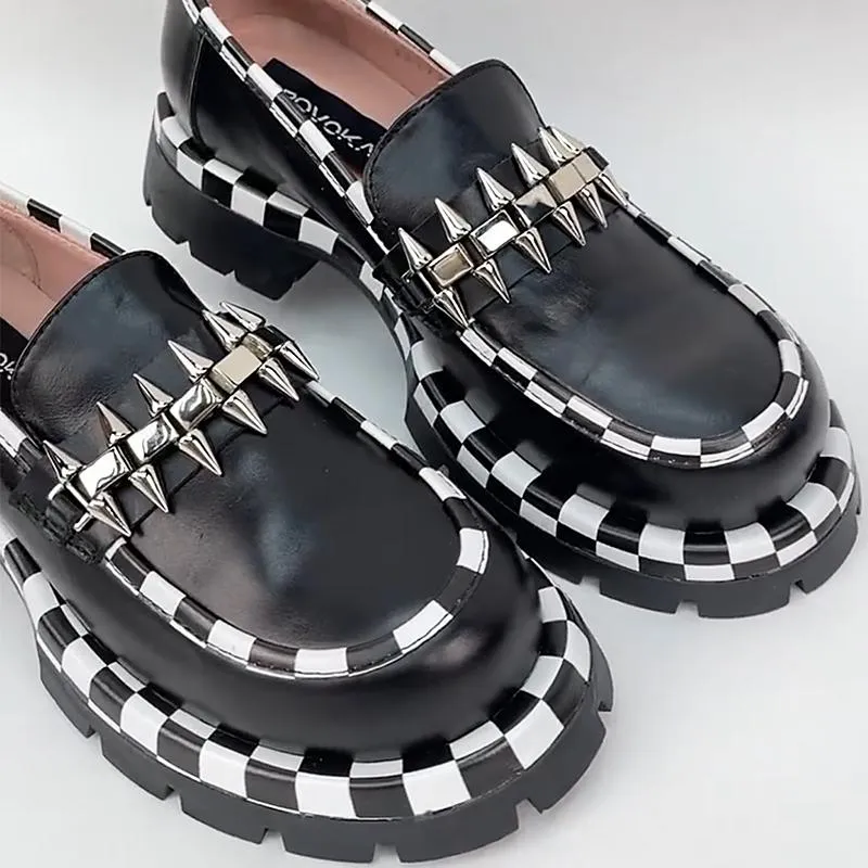 Women's Checkerboard Leather Loafers
