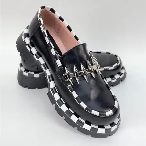 Women's Checkerboard Leather Loafers