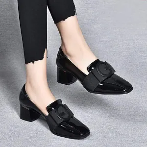 Women's Chunky Heel Pumps with Square Buckle 14915930C