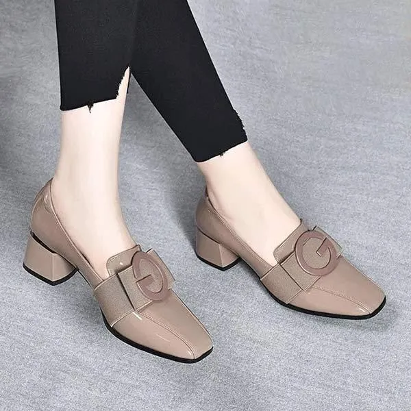 Women's Chunky Heel Pumps with Square Buckle 14915930C