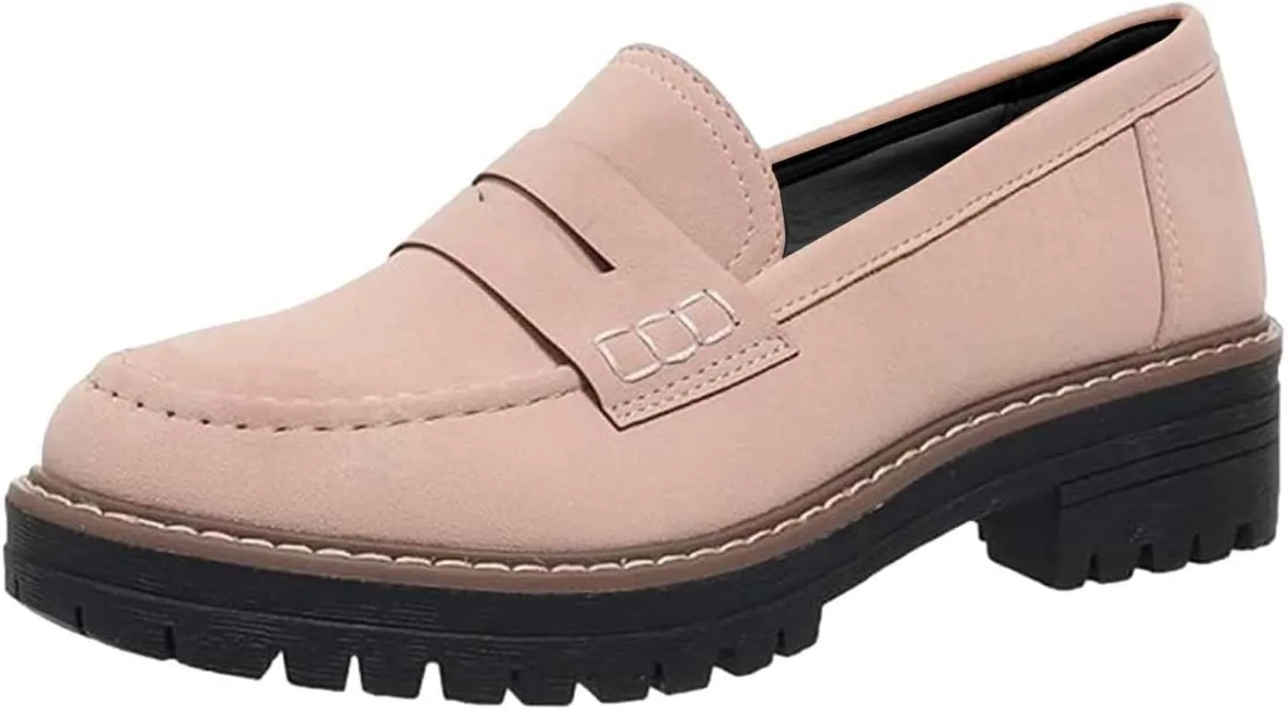 Women's Chunky Loafers Slip On Loafers Business Casual Shoes Dressy Platform Loafers Fashion Outfit Loafer Shoes