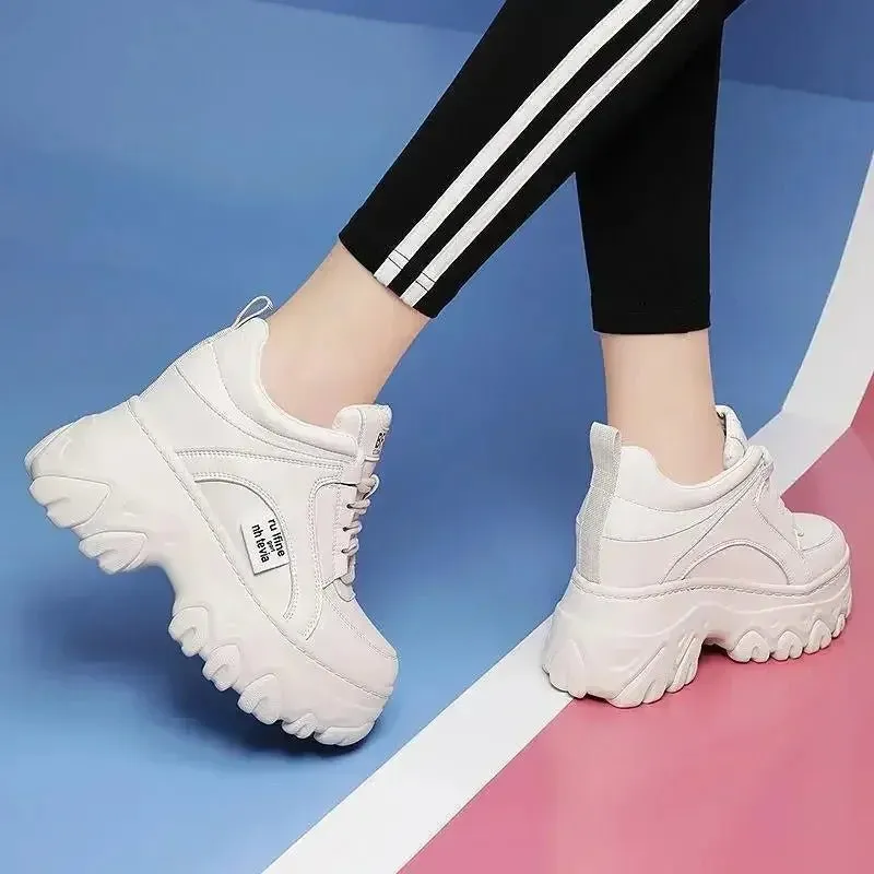Women's Chunky Platform Sneakers – Thick Bottom, PU Leather
