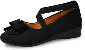 Women's Comfortable Suede Casual Shoes Low Heel Elastic Strap Slip-On Walking Footwear for Daily Wear and Outings