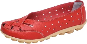 Women's Cowhide Leather Shoes Retro Closed Toe Flat Sandals Casual Comfort Slip On Shoe Fashion Genuine Sandal Wide Box Loafers Shoes Driving Moccasins Dressy Walking Sandals