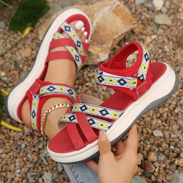 Women's Ethnic Print Cross-Strap Gladiator Sandals 10578418C