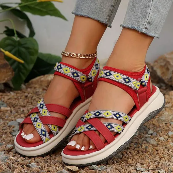 Women's Ethnic Print Cross-Strap Gladiator Sandals 10578418C