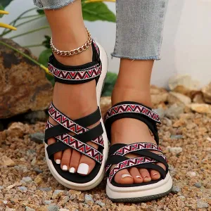 Women's Ethnic Print Cross-Strap Gladiator Sandals 10578418C