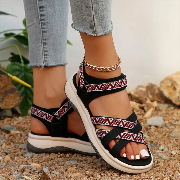 Women's Ethnic Print Cross-Strap Gladiator Sandals 10578418C