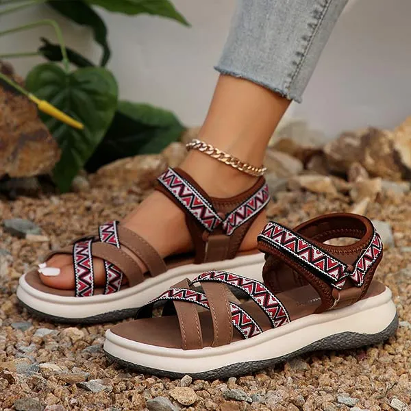 Women's Ethnic Print Cross-Strap Gladiator Sandals 10578418C
