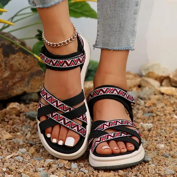 Women's Ethnic Print Cross-Strap Gladiator Sandals 10578418C