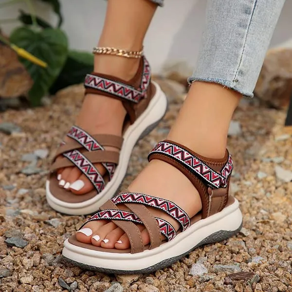 Women's Ethnic Print Cross-Strap Gladiator Sandals 10578418C