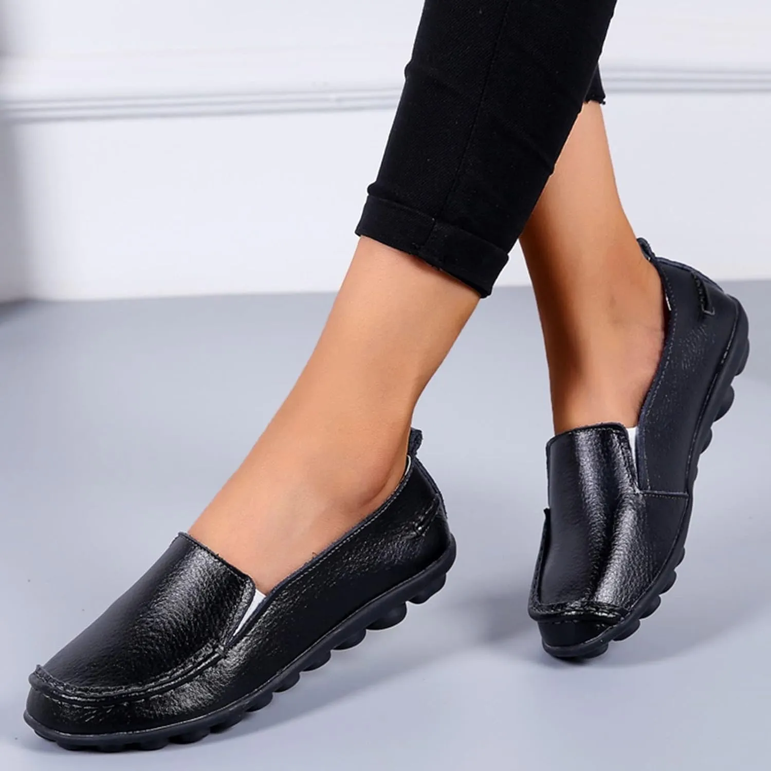 Womens Flats Fashion Slip On Sneakers Casual Wide Walking Shoe Comfort Orthopedic Shoes Business Casual Shoes