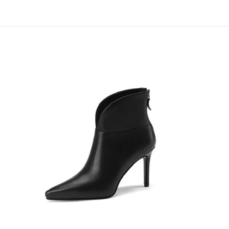 Women's Genuine Leather Pointed Toe Ankle Boots