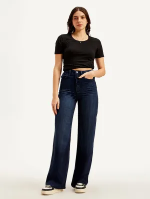 Women's High Rise Straight fit Dark Blue Jeans