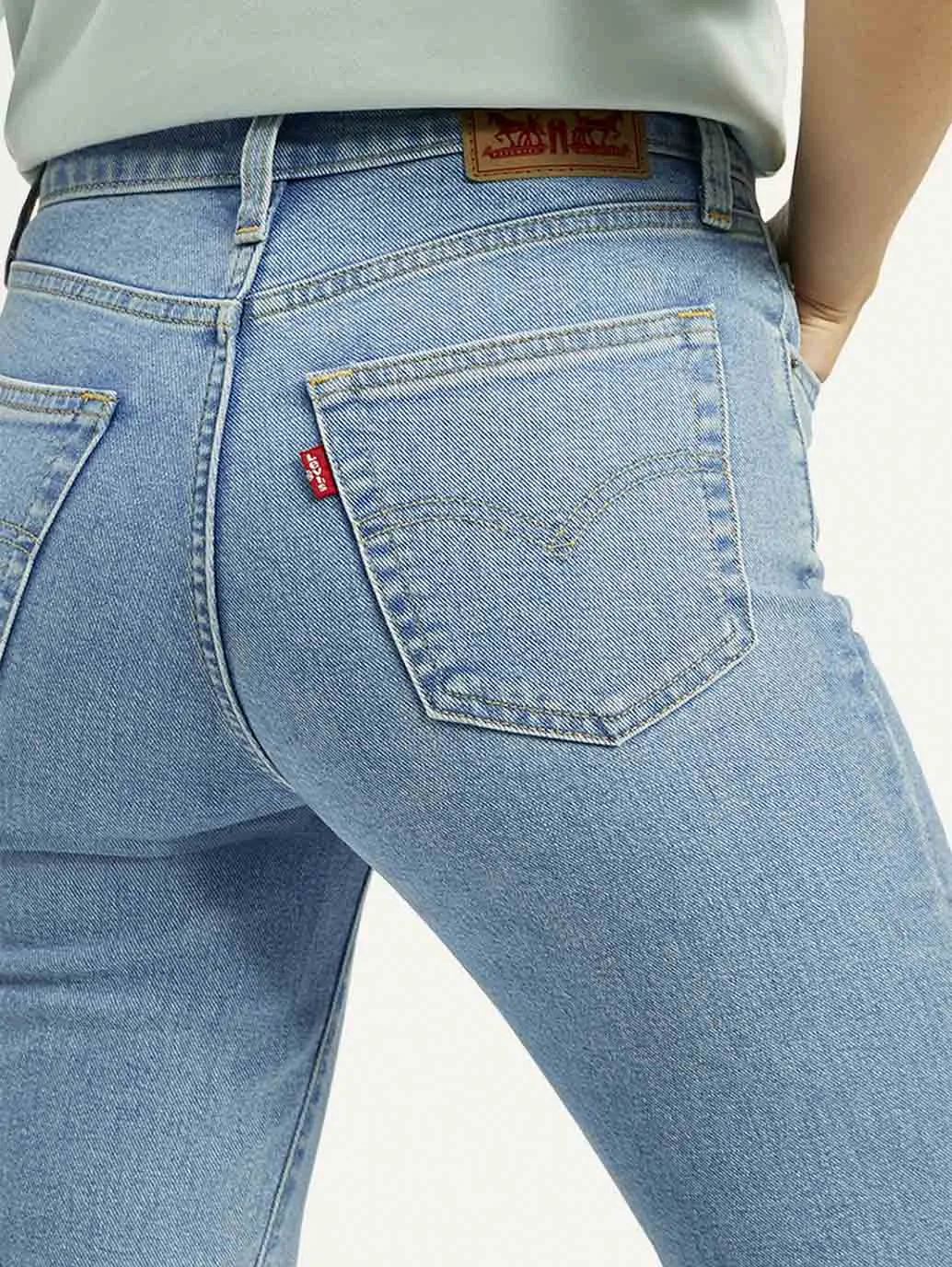 Women's High Rise Straight Fit Light-blue Jeans