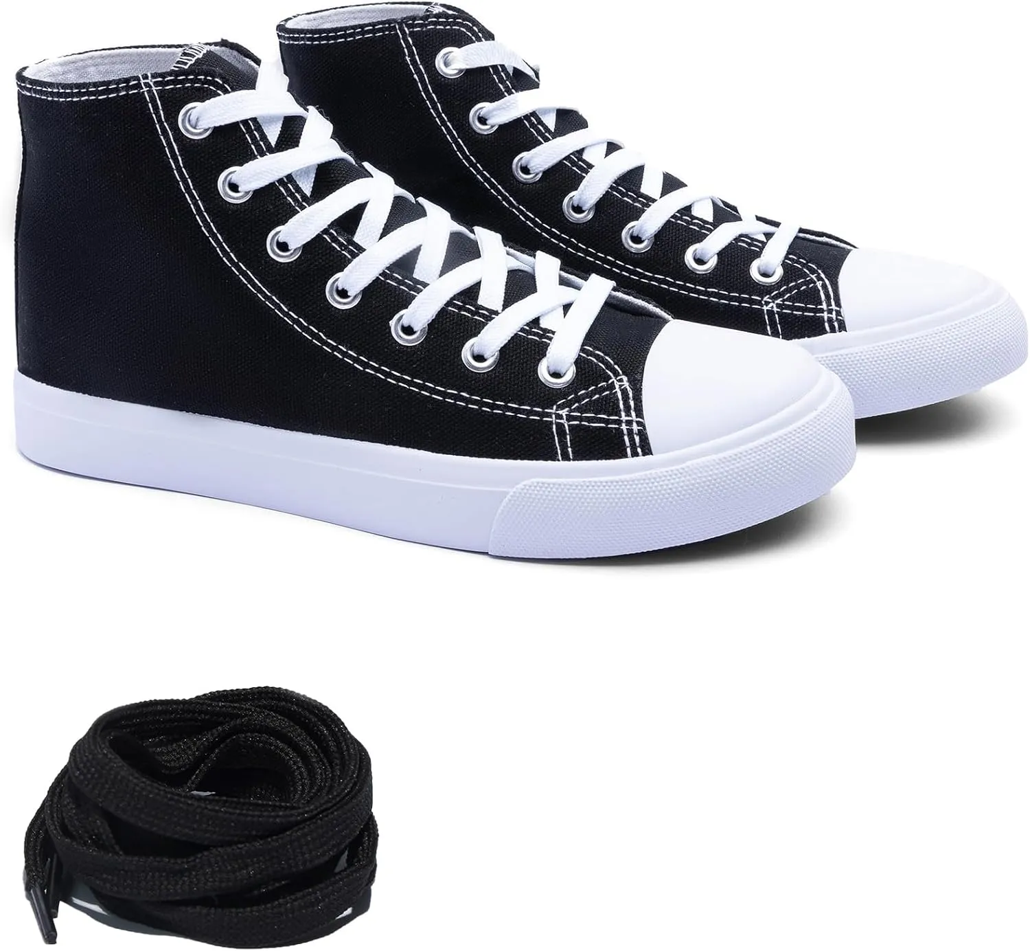 Women's High-Top Canvas Sneakers  Classic Lace-Up Casual Shoes with Extra Shoelaces  Comfortable, Stylish, and Durable