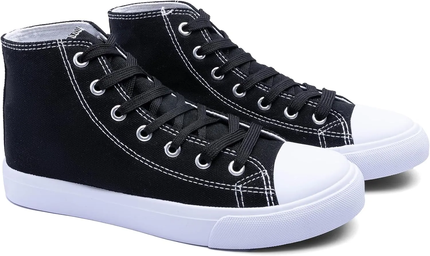 Women's High-Top Canvas Sneakers  Classic Lace-Up Casual Shoes with Extra Shoelaces  Comfortable, Stylish, and Durable