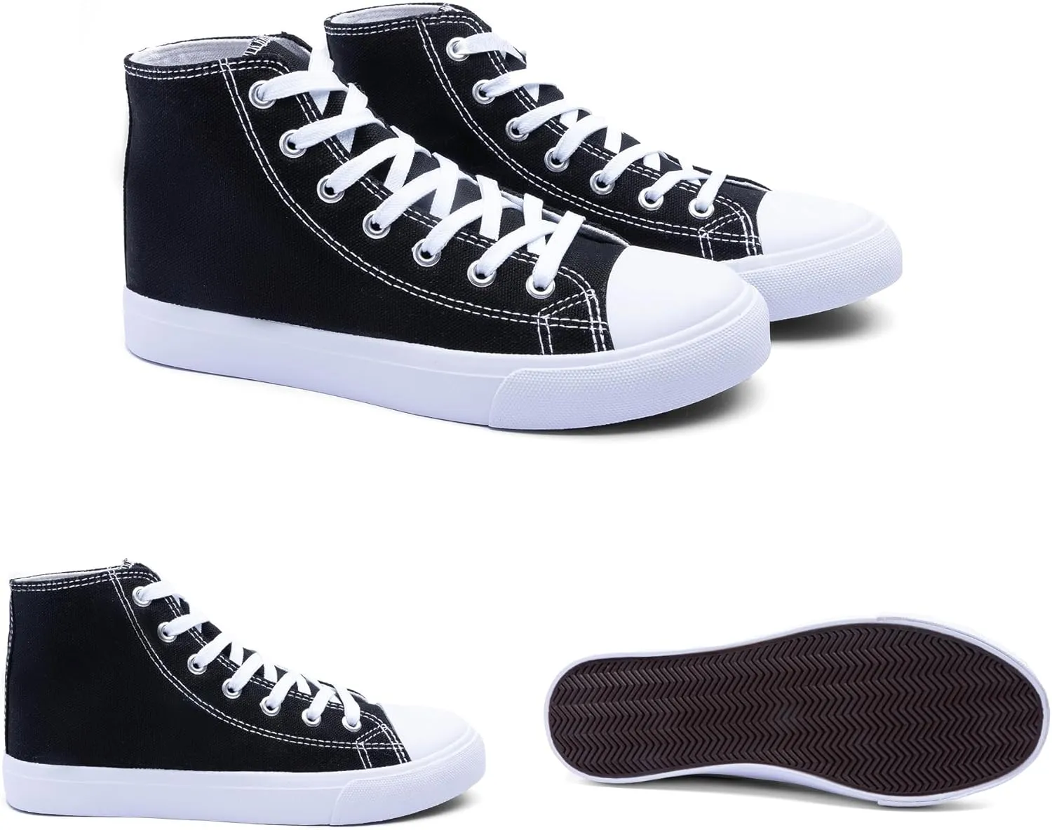 Women's High-Top Canvas Sneakers  Classic Lace-Up Casual Shoes with Extra Shoelaces  Comfortable, Stylish, and Durable