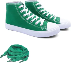 Women's High-Top Canvas Sneakers  Classic Lace-Up Casual Shoes with Extra Shoelaces  Comfortable, Stylish, and Durable