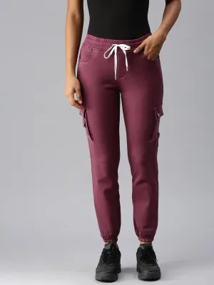 Women's Lavender Solid Jogger Denim Jeans