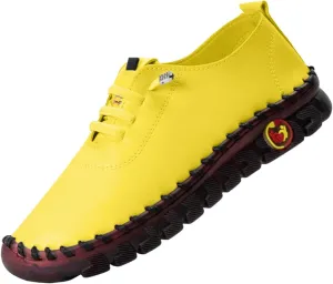 Women's Leather Soft Bottom Flat Slip-on Loafers Fashion Handmade Walking Comfort Orthopedic Relief Casual Shoes
