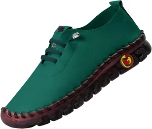 Women's Leather Soft Bottom Flat Slip-on Loafers Fashion Handmade Walking Comfort Orthopedic Relief Casual Shoes