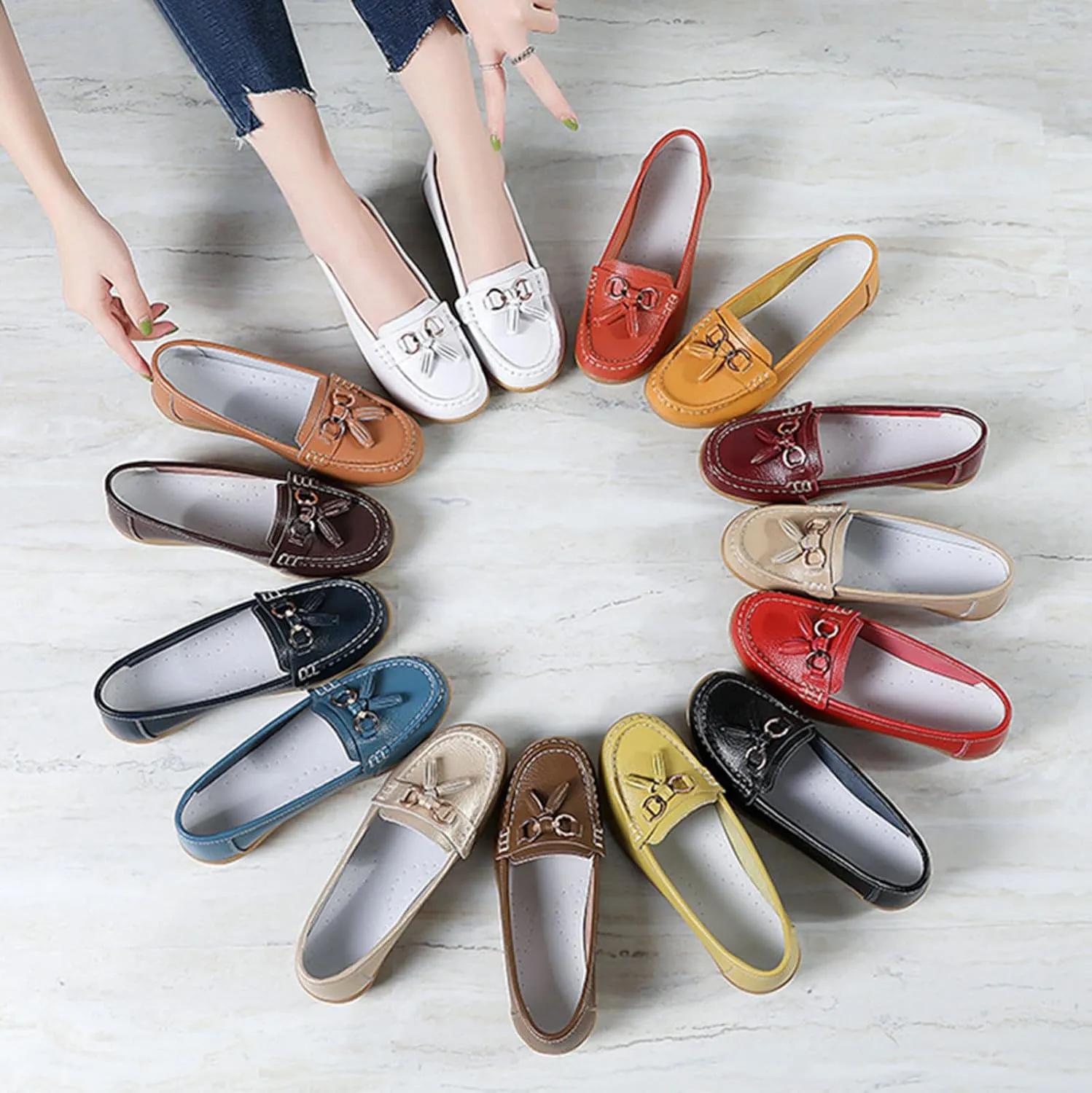 Women's Loafers Comfortable Slip-On Business Casual Work Shoes - Lightweight Penny Flats with Arch Support for Office & Walking