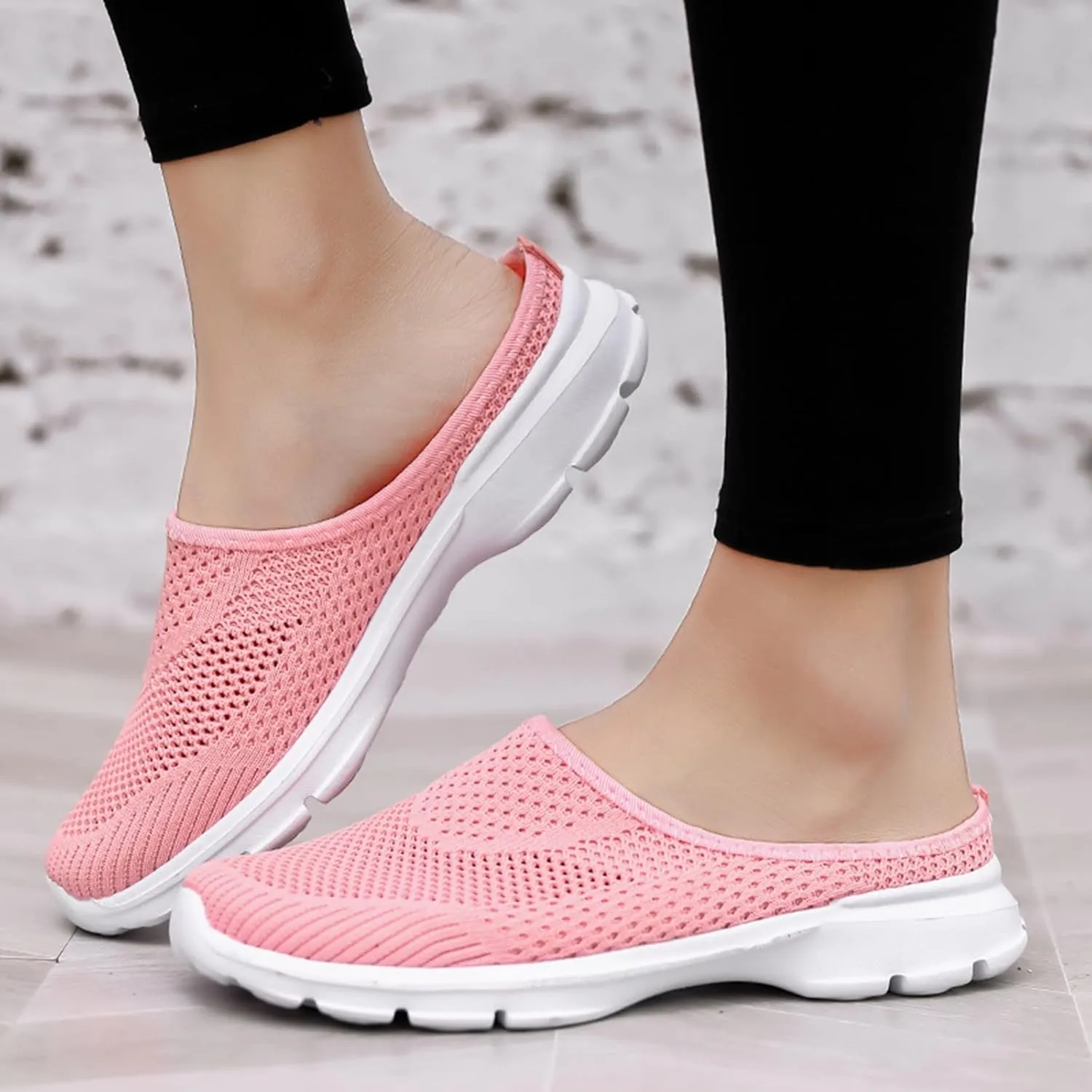 Women's L𝐨w Heel Casual Shoes Mesh Breathable Comfortable Flying Woven Orthopedic Sneaker Wide Width Work Shoes
