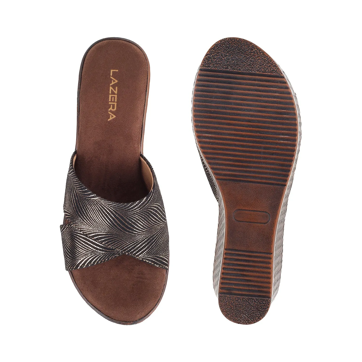 Women's Metallic Cross-Strap Wedge Sandals (1438)