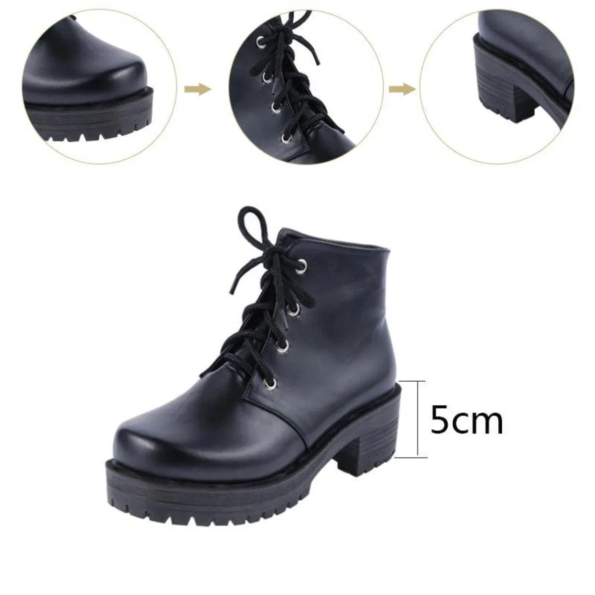 Women's Mid Heels Lace-Up Ankle Boots