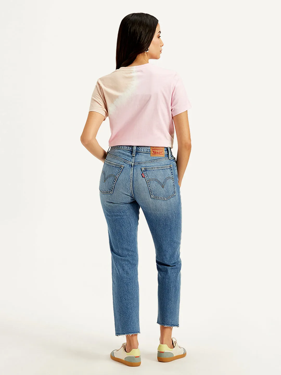 Women's Mid Rise Wedgie Straight Fit Blue Jeans
