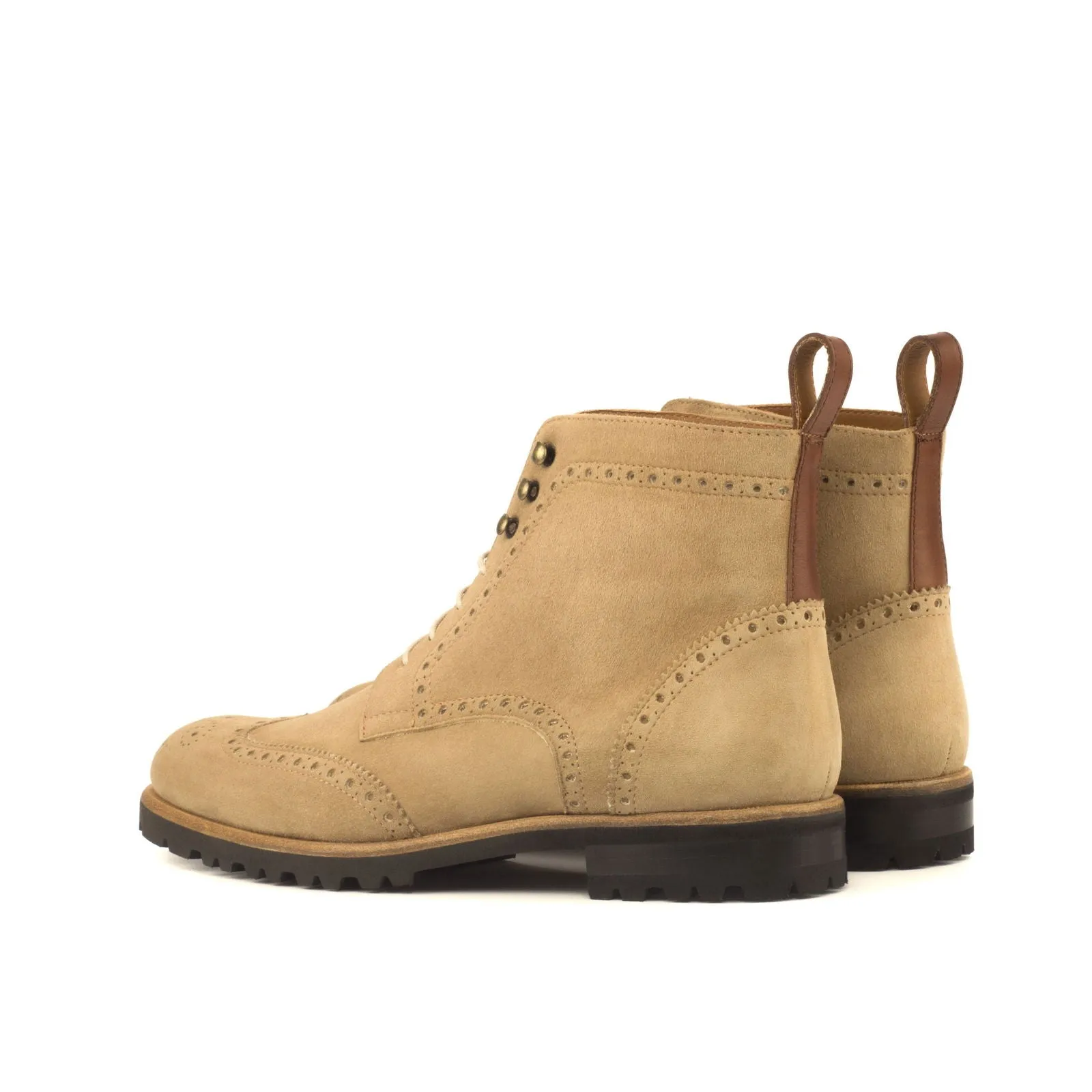 Women's Military Brogue Leather Boots Brown 3690