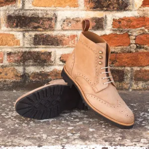 Women's Military Brogue Leather Boots Brown 3690