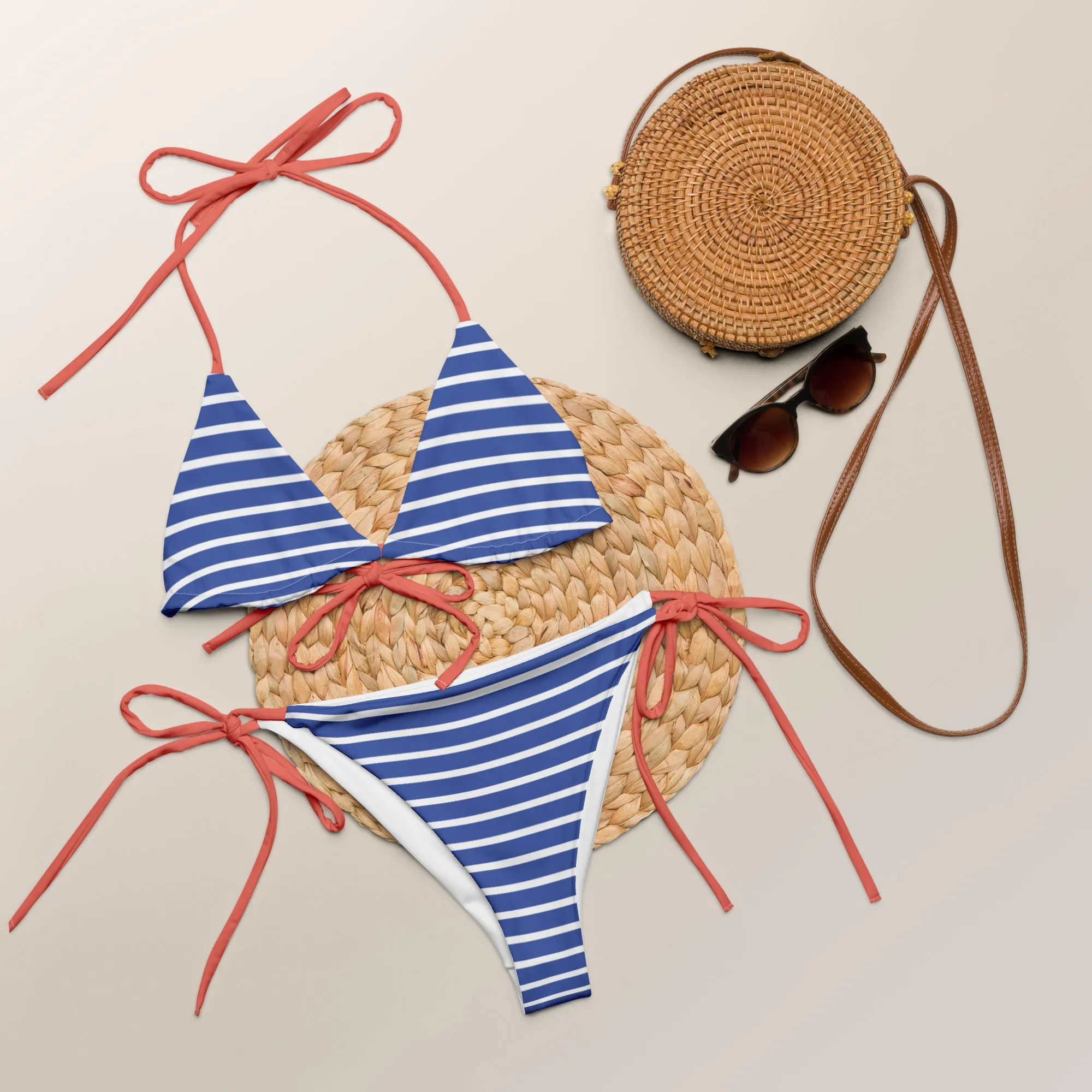 Women's Nautical Stripe Eco-Recycled Classic Cheeky Bikini Set