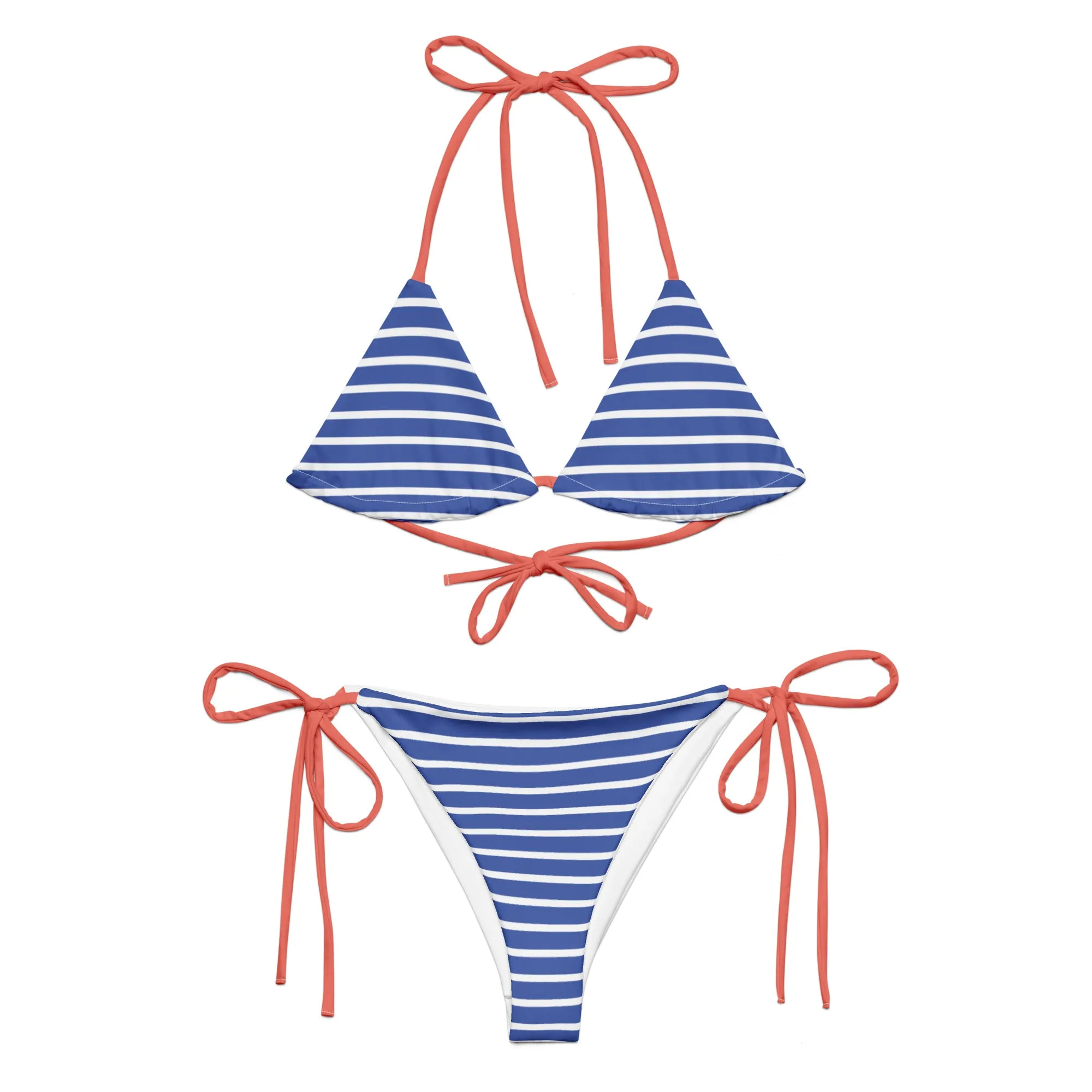 Women's Nautical Stripe Eco-Recycled Classic Cheeky Bikini Set