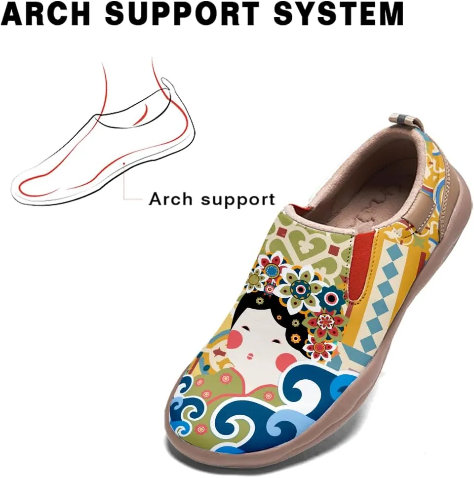 Women's Painted Leather Loafers Casual Shoes Slip On Comfortable Lightweight Art Colorful Travel Sneakers