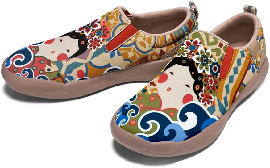 Women's Painted Leather Loafers Casual Shoes Slip On Comfortable Lightweight Art Colorful Travel Sneakers