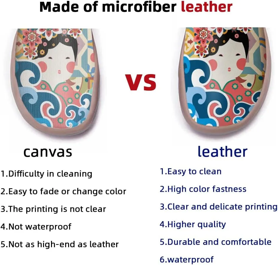 Women's Painted Leather Loafers Casual Shoes Slip On Comfortable Lightweight Art Colorful Travel Sneakers