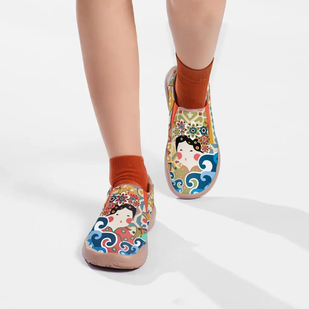 Women's Painted Leather Loafers Casual Shoes Slip On Comfortable Lightweight Art Colorful Travel Sneakers