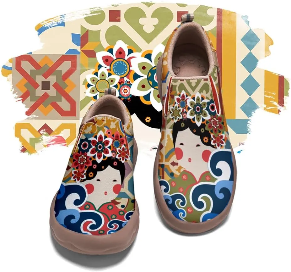 Women's Painted Leather Loafers Casual Shoes Slip On Comfortable Lightweight Art Colorful Travel Sneakers