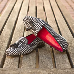 Women's Rose Leather Slippers Black 3895