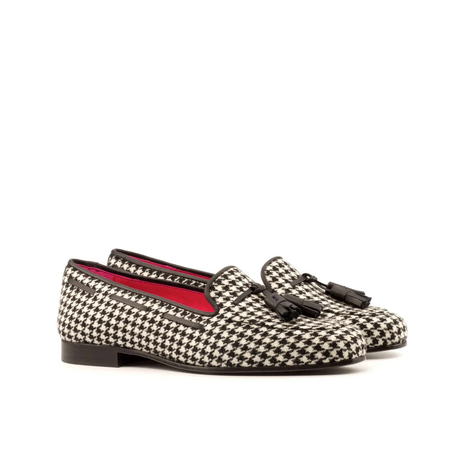 Women's Rose Leather Slippers Black 3895