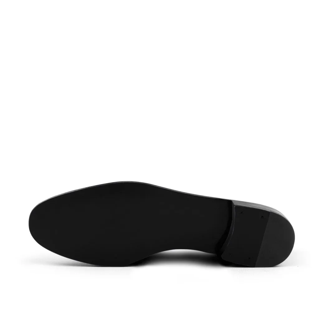 Women's Rose Leather Slippers Black 3895