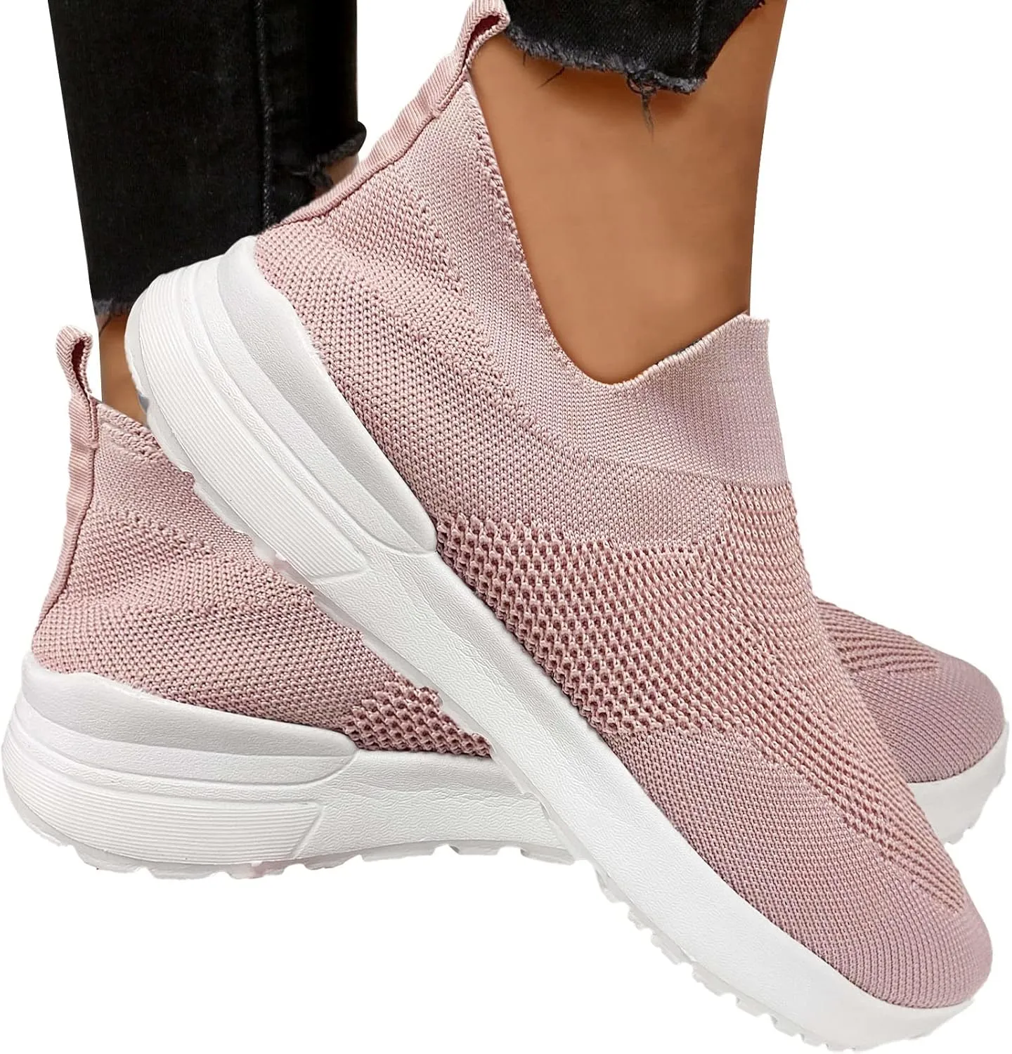 Women's Shoes Breathable Lightweight Mesh Overshoes Flat Sneakers, Walking Shoes Lightweight Running Jogging Sneakers