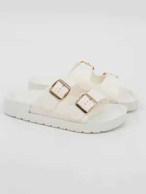 Women's Slide Sandals,White