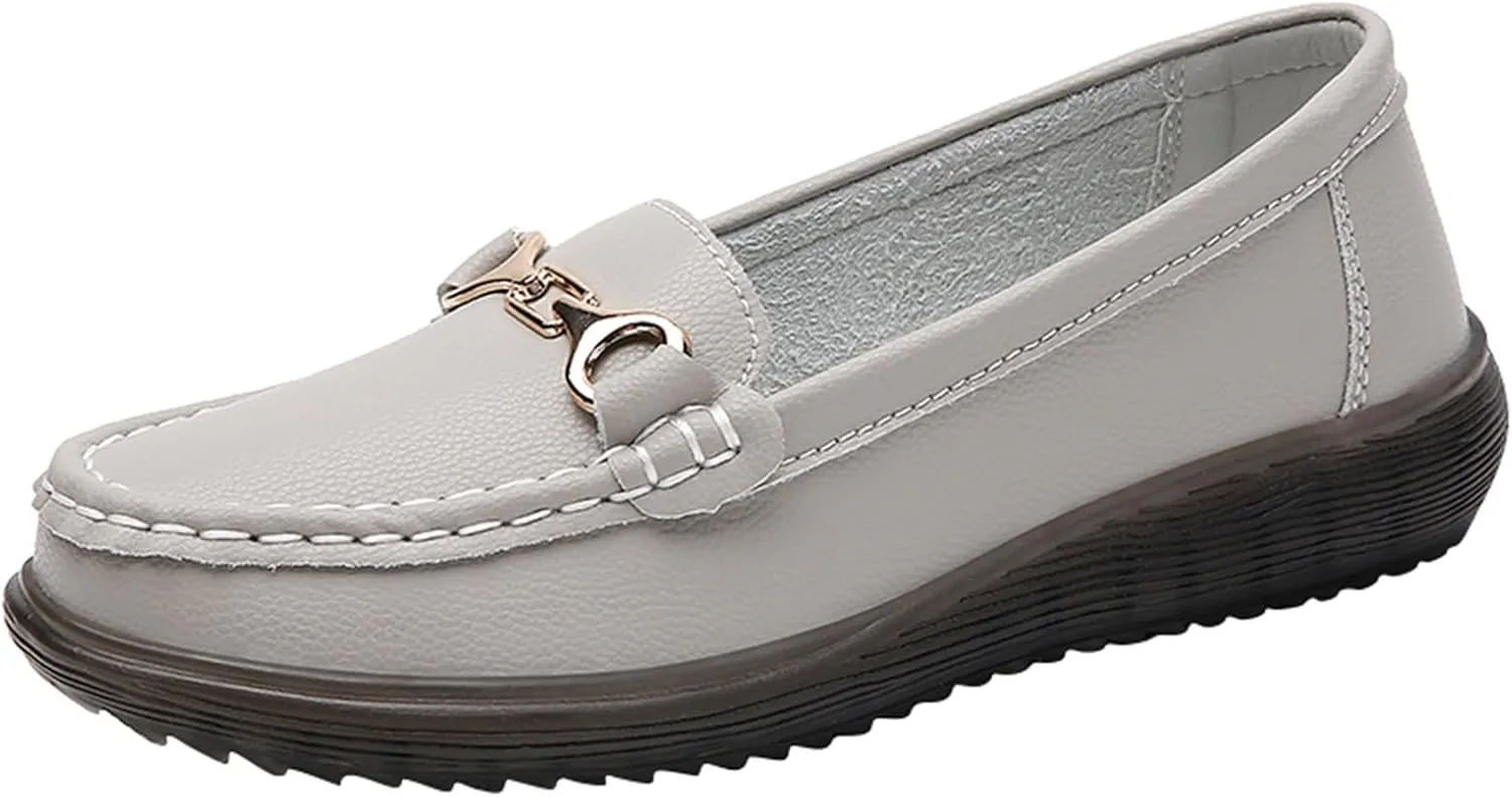 Women's Slip On Loafer Shoes Fashion Leather Shoes Non Slip Versatile Dress Shoes Business Casual Shoes
