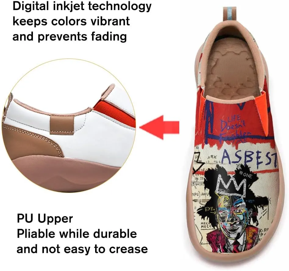 Women's Slip On Loafers Microfiber Art Painted Casual Shoes Lightweight Travel Sneakers Eik Deer
