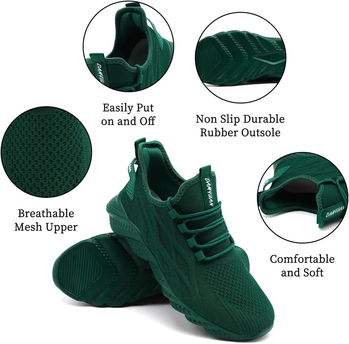 Women's Slip on Walking Shoes Lightweight Casual Tennis Sneakers Workout Breathable Running Shoes Comfortable Fashion Athletic Sports Gym Sneakers White Size US CP